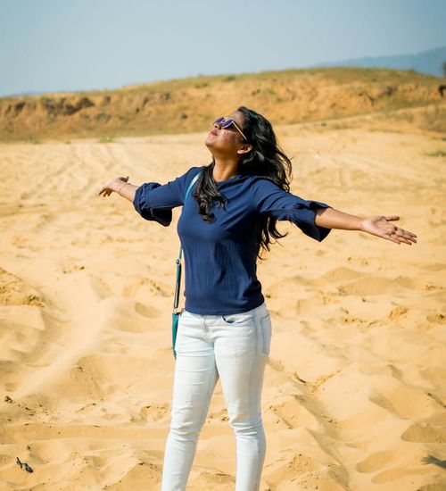 Person feeling energized and refreshed in a calm environment.